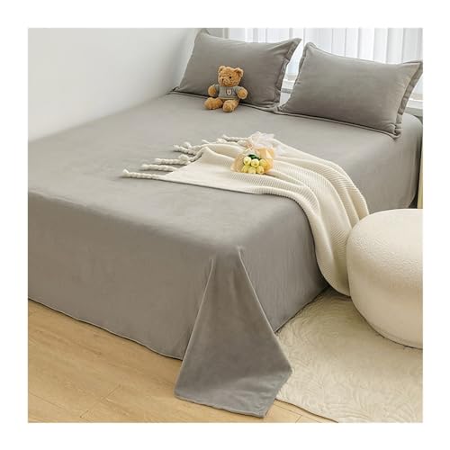 Winter Bettlaken ohne Gummizug Flausch Warm Thermo Fleece Kuschelig Weich Flauschig Haustuch/Betttuch ohne Gummi Größen (Color : Gray(Grey), Size : 230x250cm) von AMSOAN