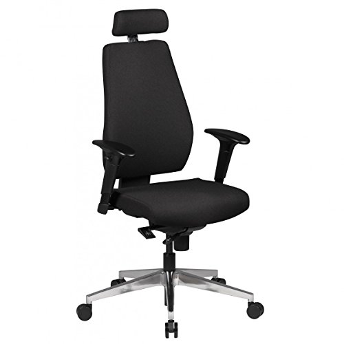 AMSTYLE Bürostuhl SPM1.279 Schreibtischstuhl Stoff Schwarz Chefsessel Modern, Drehstuhl mit Synchronmechanik, Arbeitsstuhl mit Kopfstütze 120kg, Bürosessel Höhenverstellbar Wippfunktion von AMSTYLE