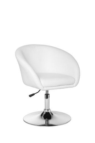 AMSTYLE Design Relaxsessel SPM2.158 Loungesessel Kunstleder Cocktailsessel weiß, Sessel Drehbar, Esszimmerstuhl 120 kg, Clubsessel Leder-Optik, Drehstuhl Modern, Loungesessel Wartezimmerstuhl von AMSTYLE