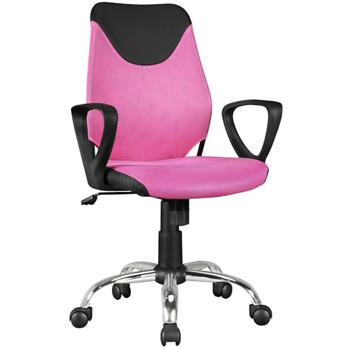 AMSTYLE Kinder-Schreibtischstuhl Terni Schwarz Pink für Kinder ab 6 mit Lehne, Kinder-Drehstuhl Kinder-Bürostuhl ergonomisch, Jugendstuhl höhenverstellbar von AMSTYLE