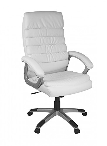 AMSTYLE Valencia Bürostuhl Kunstleder Weiß ergonomisch mit Kopfstütze, Design Chefsessel Schreibtischstuhl mit Wippfunktion, Drehstuhl hohe Rücken-Lehne X-XL 120 kg von AMSTYLE