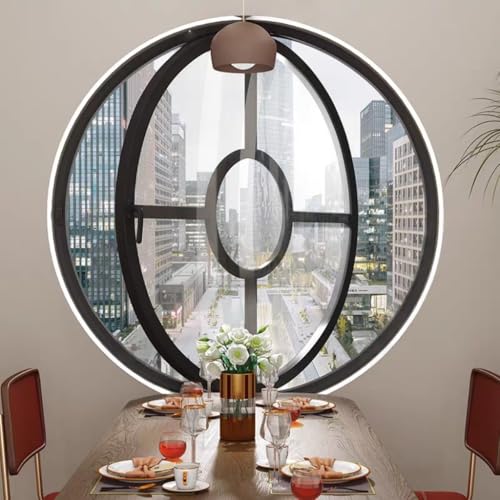 360° drehbares rundes Fenster (schwarzes transparentes Glas, 60 cm) von AMSXNOO