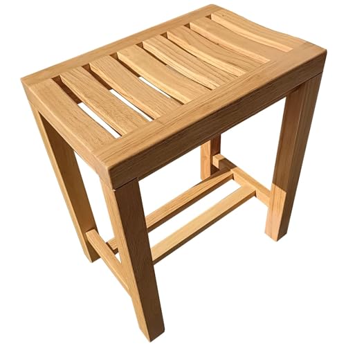 AMSXNOO Bambus Badezimmer Hocker, Duschhocker Badhocker Sitzhocker für Garderobe Beistelltisch Badezimmersitzbank Spa Sauna Hocker, HxBxT: 50 X 42 X 28 cm (Farbe : Natural, Größe : 42x28x50cm) von AMSXNOO