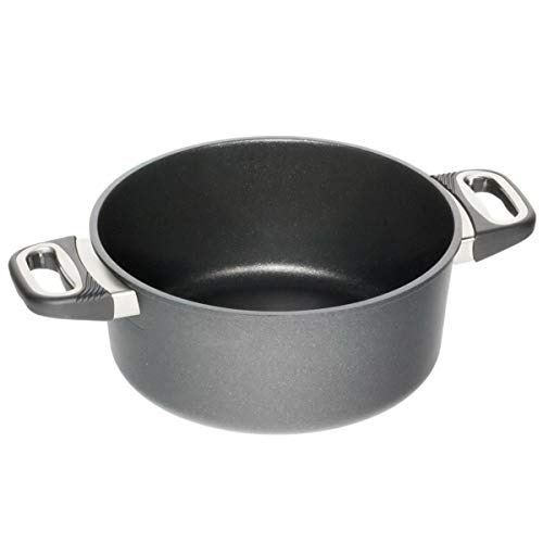 AMT Gastroguss Bratentopf, Ø 24 cm, 10 cm hoch, Aluguss (Aluminium), Lotan® Antihaft-Beschichtung für Kochen mit Antihafteigenschaften, AMZN-1024 Schwarz von AMT Gastroguss