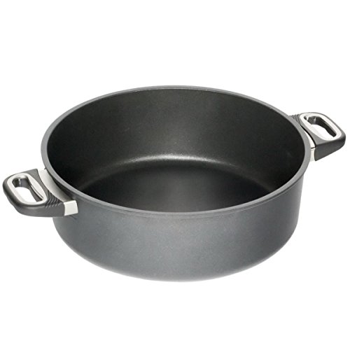 AMT Gastroguss Bratentopf, Ø 32 cm, 11 cm hoch, Aluguss (Aluminium), Lotan® Antihaft-Beschichtung für Kochen mit Antihafteigenschaften, AMZN-1232 Schwarz von AMT Gastroguss