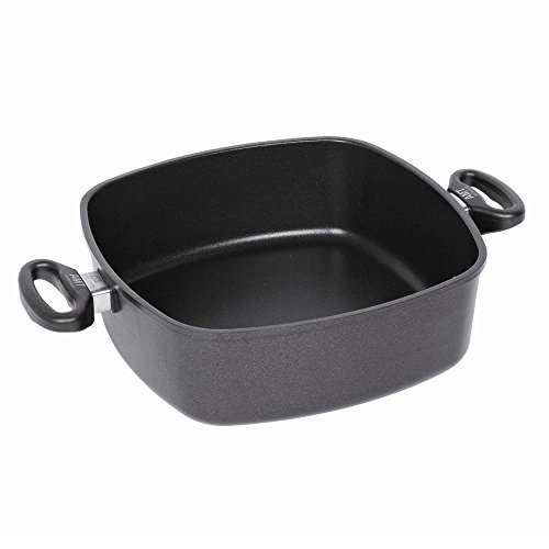 AMT Gastroguss Eckpfanne 28 x 28 cm, 9 cm hoch, Bräter mit Seitengriffen, nicht induktionsgeeignet, backofenfest, Lotan® Antihaft-Veredelung, Gusspfanne (Aluguss), AMZN-E289 von AMT Gastroguss