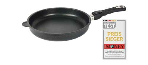 AMT Gastroguss Bratpfanne 26 cm Ø, 5 cm hoch, abnehmbarer Stiel, induktionsgeeignet, Lotan® Antihaft-Veredelung, Gusspfanne (Aluguss), AMZN-I-526-Z20B von AMT Gastroguss