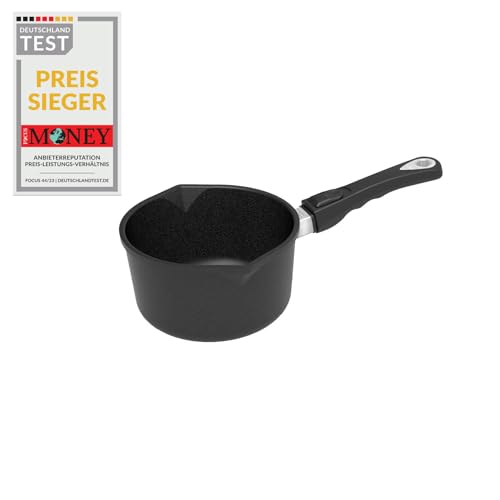AMT Gastroguss Milchtopf, Ø 18 cm, 10 cm hoch, Soßentopf mit festem Stiel, induktionstauglich, Lotan® Antihaft-Veredelung, Aluguss (Aluminium), AMZN-I-918 von AMT Gastroguss