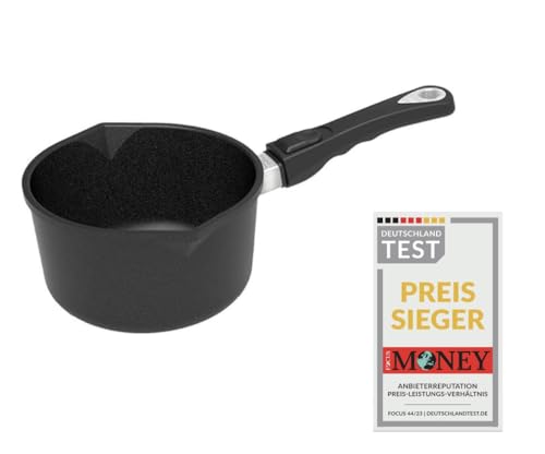AMT Gastroguss Milchtopf, Ø 18 cm, 10 cm hoch, Soßentopf mit abnehmbarem Stiel, nicht induktionstauglich, Lotan® Antihaft-Veredelung, Aluguss (Aluminium), AMZN-918-Z20B von AMT Gastroguss