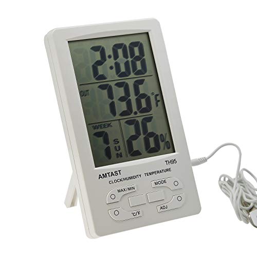 AMTAST Digitales Thermometer Hygrometer,thermometer indoor outdoor,Innenthermometer und Innenhygrometer Messgerät,Temperaturüberwachung mit externem Sensor von AMTAST