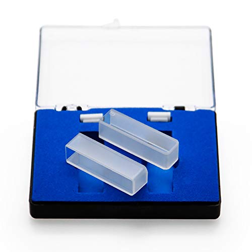 AMTAST Glas Cuvettes Glaszelle Chemikalienbeständiges für Spektrophotometer 10mm Lauflänge 48mm Höhe 3,5ml Kapazität 340-2500nm Wellenlängenbereich optisches Glas eckige Form 2er Set mit Etui von AMTAST