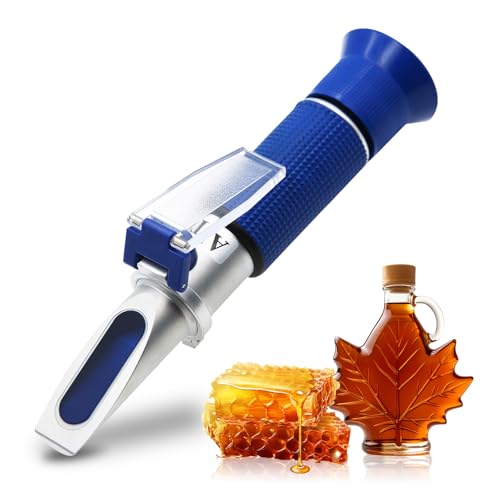 AMTAST Honig Refraktometer Honig Feuchtigkeit Tester für Honig Ahornsirup Melasse Imkereibedarf, Brix und Baume, 3-in-1 Verwendungen, 58-90% Brix Skala Bereich mit ATC RHH-90ATC von AMTAST