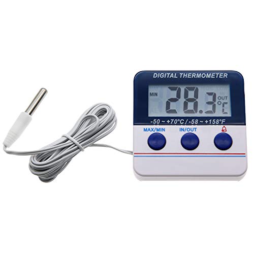 AMTAST Kühlschrankthermometer Digitales Gefrierschrankthermometer mit Magnet Alarm Speicher Kühlschrankthermometer von AMTAST