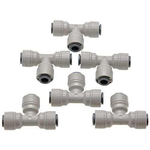 AMTAST Push-Fit Union Tee, Push-to-Connect, 1/4" OD für RO System Quick Connect (grau, 6 Stück) von AMTAST