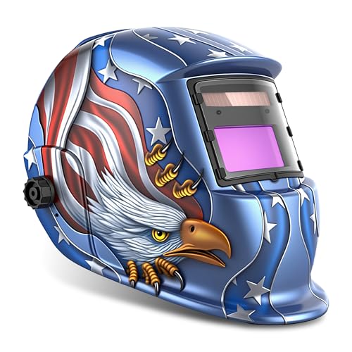 AMTAST Sonnenenergie Schweißhelm Automatik mit breiter Linse Verstellbarer Schattenbereich 4/9-13 für Schweiß-Schleifmaske Blue Eagle Design AST02 von AMTAST