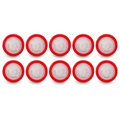 AMTAST Spritzenfilter Hydrophober PTFE Spritzenfilter nicht steril Labor-Spritzenfilter (PTFE, 25MM Durchmesser 0.45 um Porengröße, 10 Stück) von AMTAST