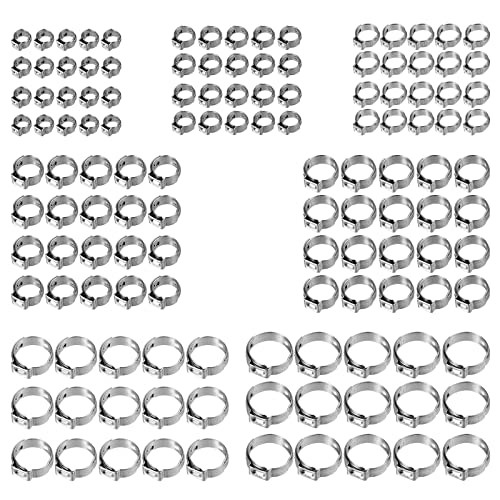 AMTOVL 130 Stück Schlauchschellen 7-21 mm Einohr-Schlauchschellen Sortiment 304 Edelstahl Cinch Klemmringe Rohrschellen AMTOVL 130 Stück Schlauchschellen 7-21 mm Einohr-Schlauchschellen Sortiment 304 Edelstahl Cinch Klemmringe Rohrschellen von AMTOVL