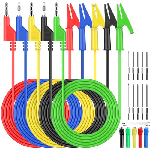 AMTOVL Multimeter Bananenstecker zu Krokodilklemme, 20Pcs stapelbar 4mm Bananenstecker zu Krokodilklemmen, 3.28ft/1m flexible Kabel Draht für Multimeter elektrische Prüfung, 1000V/15A von AMTOVL