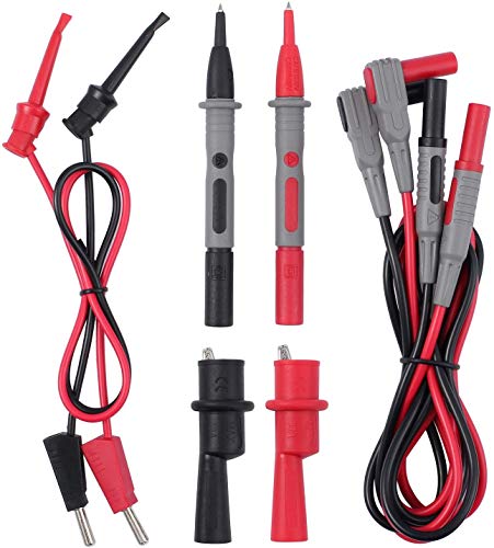 AMTOVL Multimeter Messleitungen Set mit Alligator Cips Multimeter Prüfspitzen Professionelle Prüfspitzen 4mm Banane zu Plounger Mini Haken 1000V von AMTOVL