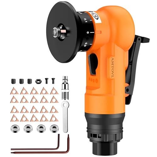 AMTOVL Pneumatische Anfasmaschine 30000 U/min Pneumatisches Fasenwerkzeug 45 Grad Luft Fasenmaschine mit 1/4 Zoll Lufteinlass für Metall Holz Acryl Entgraten Trimmen (Orange) von AMTOVL