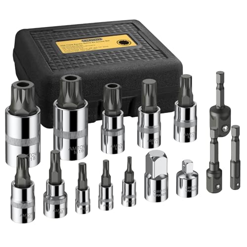 AMTOVL Innenvielzahn Nuss Satz 15 Stück XZN M4-M18 Vielzahn Nuss Set S2 Stahl Antriebs Steckschlüsselsatz Drive Größe 1/4 3/8 1/2 Zoll mit Aufbewahrungskoffer von AMTOVL