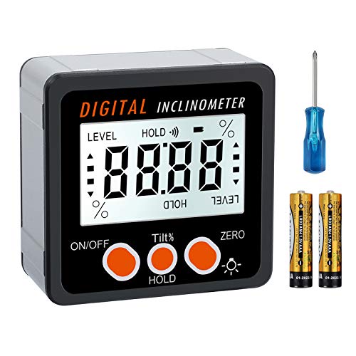 Digitaler Winkelmesser, AMTOVL 0-360° Aluminiumlegierung Digitaler Neigungsmesser LCD Elektronische Winkelmesser Abschrägungsbox mit Magnetenbasis von AMTOVL