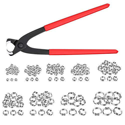 Einzelohrschlauchklemme Crimper Schlauchschellen 130 Stücke 6-21 mm Schlauchrohrklemmen Clamp Ringe Schlauchklemmensatz Werkzeug Kit von AMTOVL