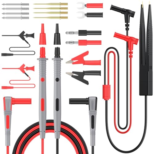 Multi-Testleitungs-Set, 21-in-1 Elektro-Multimeter-Messleitung mit Krokodilklemmen, Testsonde, Federgreifer, Bananenstecker – Volt-Messkabel für Spannungsprüfer von AMTOVL