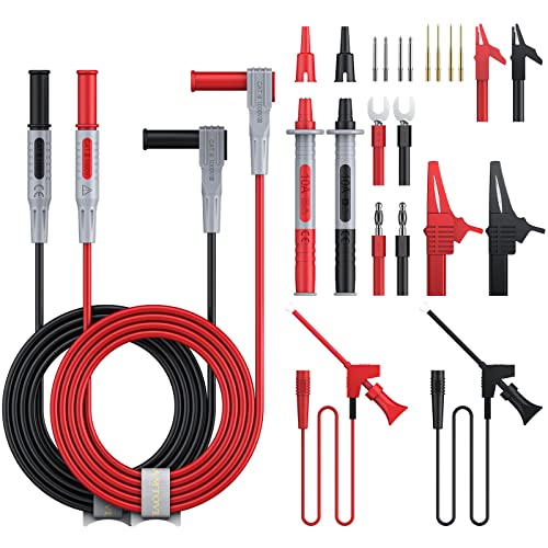 Multimeter Messleitungen Kit, 24-in-1-Elektro-Multimeter-Testkabel mit Krokodilklemmen, Testsonde, Federgreifer, Bananenstecker - Voltmeter-Kabel für Spannungskreistester von AMTOVL