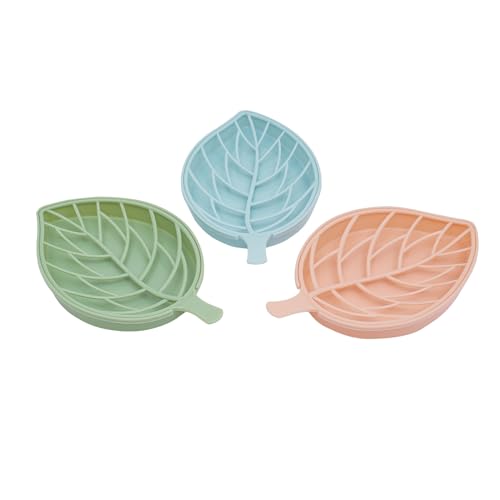 AMTULA 3 Stücke Leaf Seifendose Doppellagiges Soap Holder Selbstentwässernde Seifenhalter Badezimmerdekor Seifenschalen für Duschen Küche Waschbecken Regalen Arbeitsplatten 17.5 × 10 × 2cm von AMTULA