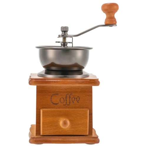 AMTULA Handkaffeemühle, Retro-Handmühle Kaffeebohnen, Einstellbare Mahlgrads, mit Handkurbel und Schublade, Tragbar Edelstahl Coffee Grinder von AMTULA