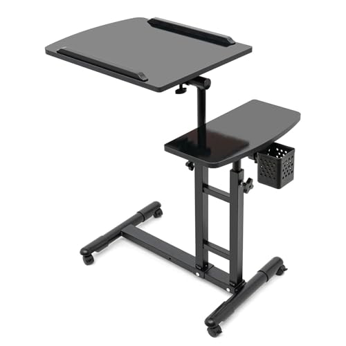 AMTULA Tattoo Workstation, Tattoo Tisch, 360° Grad, Höhenverstellbar 65-97cm, mit Rollen, Tragbare Werkbank, Doppelarbeitsplatten Salon Trolley von AMTULA