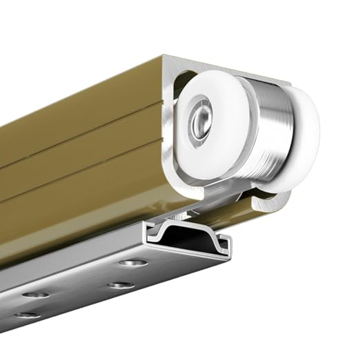 Schiebetürbeschlag schiebetür laufschiene Verstecktes Scheunentor-Hardware-Kit, Strapazierfähig, 120 150 160 200 330 500 Cm, Aluminium-Kastenschienen Für Kleiderschrank/Küchenschrank, Schiebetürschien von AMUFJJ