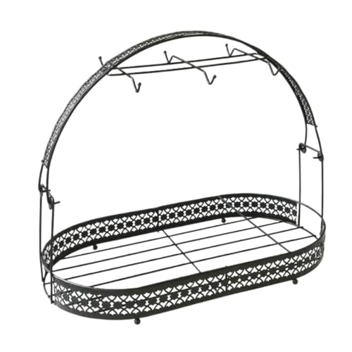AMULONG Kaffeetasse Halter Café Becherhalter Kaffeetassenständer Organizer Schmiedeeisen Abtropffläche Küchen Organizer(Black) von AMULONG