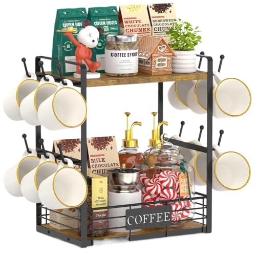 AMULONG Kaffeetasse Halter Café Kaffeebecher-Getränkehalter, Ständer, Bar, Station, Organizer, Arbeitsplatte Küchen Organizer von AMULONG