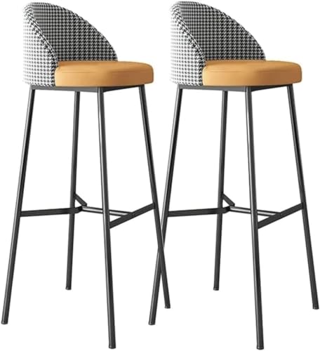 AMULONG Tresenhocker Bistrohocker 2er-Set Barhocker Lederkissen Und Metallfuß Barstuhl Bequeme Barhocker Rutschfester Design-Barhocker Barhocker Küchenhocker(A,Sitting Height 75CM) von AMULONG