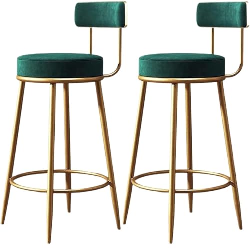 AMULONG Tresenhocker Bistrohocker 2er Set Moderne Barhocker Bar Küche Esszimmer Café Stuhl Tresenhocker Gepolsterte Stühle Mit Rückenlehne Für Zuhause Barhocker Küchenhocker(Grün,75cm) von AMULONG