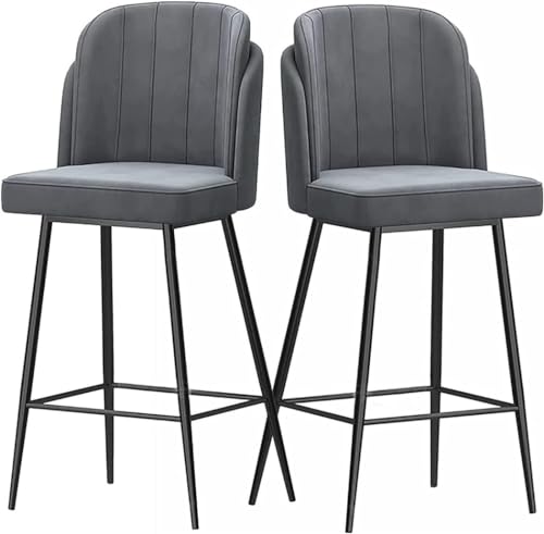 AMULONG Tresenhocker Bistrohocker 2er-Set Moderne Barhocker In Thekenhöhe Samtgepolsterte Barhocker Für Die Küchentheke Barhocker Küchenhocker(Grey) von AMULONG