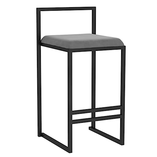 AMULONG Tresenhocker Bistrohocker Barhocker Aus Schwarzem Metall Mit Voller Rückenlehne, Flanell-Kissensitz Mit Fußstütze Und Pub-Küchenhocker Barhocker Küchenhocker(Grey,75cm Sitting Height) von AMULONG