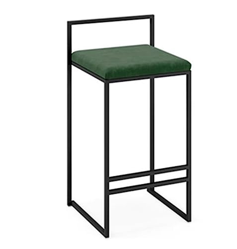 AMULONG Tresenhocker Bistrohocker Barhocker Aus Schwarzem Metall Mit Voller Rückenlehne, Flanell-Kissensitz Mit Fußstütze Und Pub-Küchenhocker Barhocker Küchenhocker(Grün,75cm Sitting Height) von AMULONG