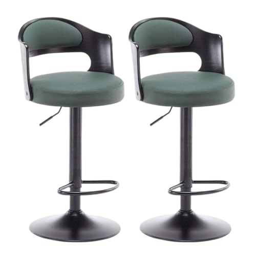 AMULONG Tresenhocker Bistrohocker Drehbare Barhocker 2er Set Moderner Barstuhl Leinen Sitzkissen Barhocker Verstellbarer Hochhocker Küche Wohnzimmer Barhocker Küchenhocker(Grün) von AMULONG