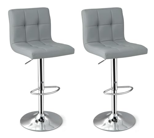 AMULONG Tresenhocker Bistrohocker Höhenverstellbare Barhocker, 2er-Set, Drehbare Barhocker Mit Rückenlehne Und Fußstütze, Barstuhl Mit PU-Lederpolsterung Barhocker Küchenhocker(Gray) von AMULONG
