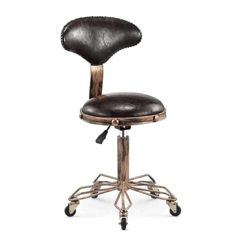 AMULONG Tresenhocker Bistrohocker Höhenverstellbare Hockerstühle, Runder Barhocker Mit Ledersitz, Thekenhocker, Hohe Hocker, Drehbarer Barstuhl Mit Rückenlehne Barhocker Küchenhocker(Brown-B) von AMULONG