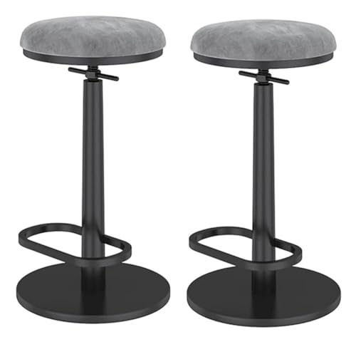 AMULONG Tresenhocker Bistrohocker Höhenverstellbare Hockerstühle 2er-Set Barhocker Drehbare Hochhocker Barhocker Ohne Rückenlehne Flanell Barstuhl Barhocker Küchenhocker(Grey) von AMULONG