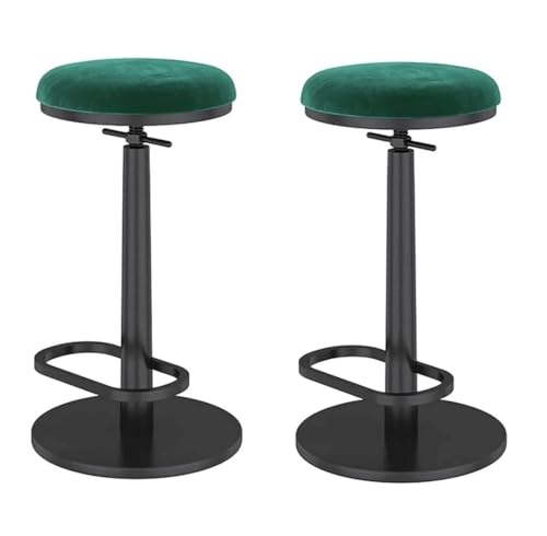 AMULONG Tresenhocker Bistrohocker Höhenverstellbare Hockerstühle 2er-Set Barhocker Drehbare Hochhocker Barhocker Ohne Rückenlehne Flanell Barstuhl Barhocker Küchenhocker(Grün) von AMULONG