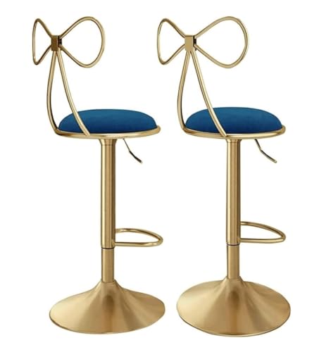 AMULONG Tresenhocker Bistrohocker Höhenverstellbare Hockerstühle 2er-Set Barhocker Drehbarer Barhocker Mit Samtsitz Hochhocker Mit Rückenlehne Barstuhl Barhocker Küchenhocker(Blue) von AMULONG
