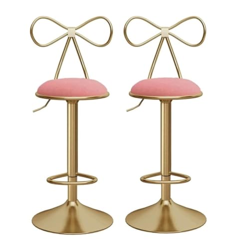 AMULONG Tresenhocker Bistrohocker Höhenverstellbare Hockerstühle 2er-Set Barhocker Drehbarer Barhocker Mit Samtsitz Hochhocker Mit Rückenlehne Barstuhl Barhocker Küchenhocker(Pink) von AMULONG