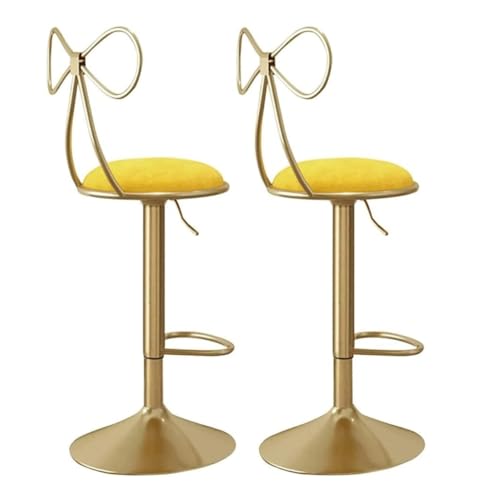 AMULONG Tresenhocker Bistrohocker Höhenverstellbare Hockerstühle 2er-Set Barhocker Drehbarer Barhocker Mit Samtsitz Hochhocker Mit Rückenlehne Barstuhl Barhocker Küchenhocker(Yellow) von AMULONG