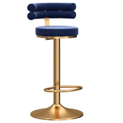 AMULONG Tresenhocker Bistrohocker Moderne Barhocker Mit Rückenlehne Aus Samtstoff, Drehbar, Verstellbarer Hocker Für Zuhause Barhocker Küchenhocker(Blue) von AMULONG
