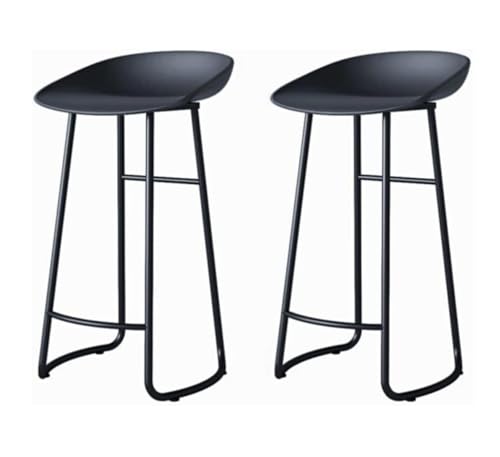 AMULONG Tresenhocker Bistrohocker PP Barhocker 2er-Set Thekenhöhe Metallbeine Barstuhlsitz, Hochstuhl Barhocker Modern Home Coffee Shop Barhocker Küchenhocker(Black,Sitting Height 65cm) von AMULONG